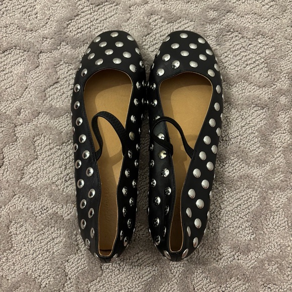 Madewell The Greta Ballet Flat True Black Multi Studded Mary Jane Flat 9 Classic - Picture 4 of 8